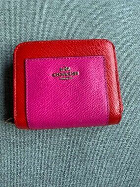 Coach Pink Orange Small Zippy Wallet Red Pink